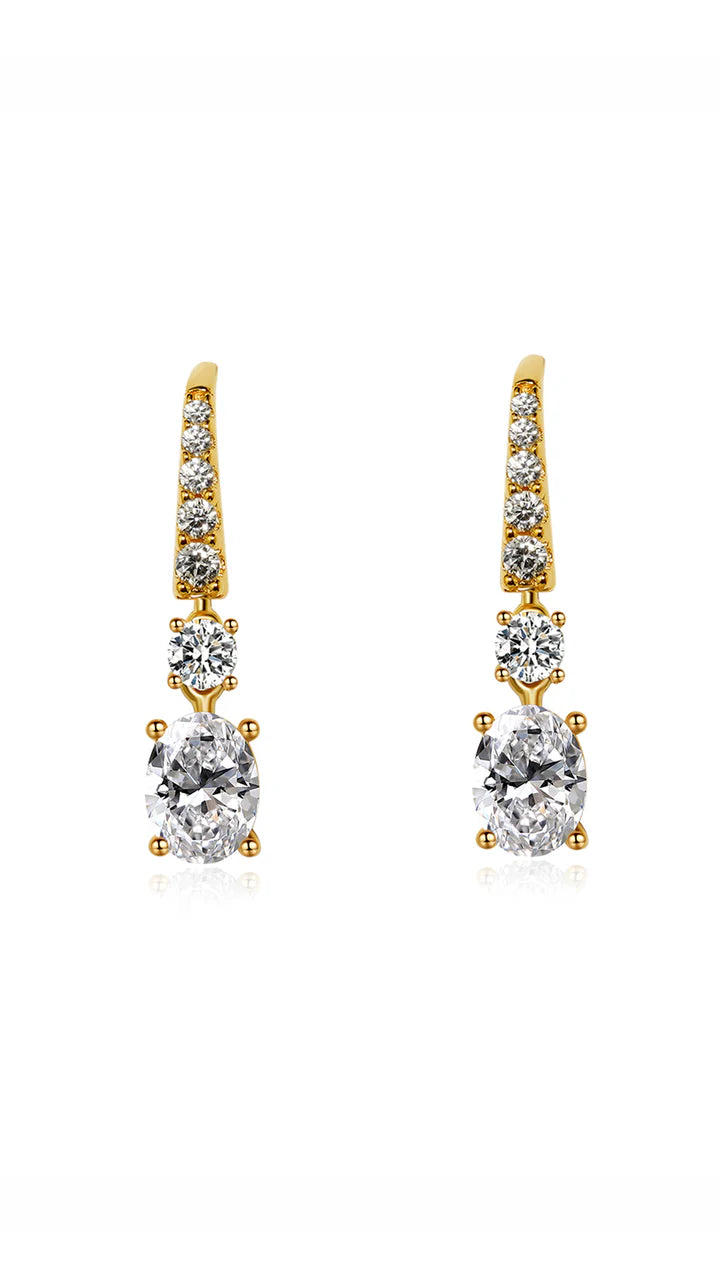 Carat oval cut 'Thea' graduating cubic zirconia vermeil drop earrings - CE925Y-THEA