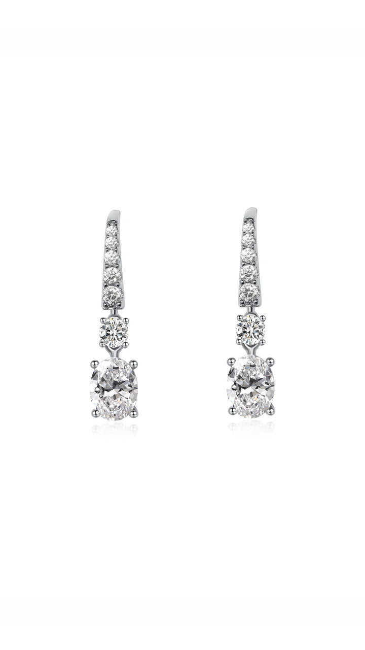 Carat oval cut 'Thea' graduating cubic zirconia drop earrings - CE925W-THEA