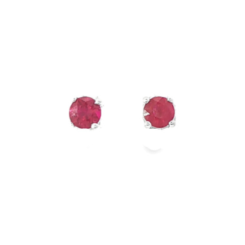 One pair 9ct white gold round faceted ruby stud earrings - 0.49ct