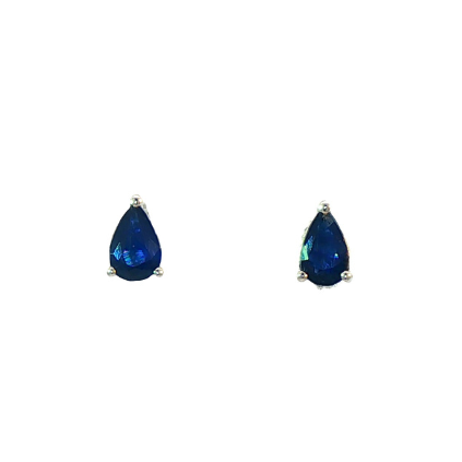 One Pair Of 9ct White Gold Pear Faceted Stud Earrings - S:0.82ct