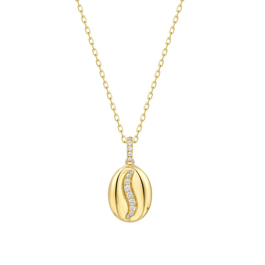 LAB GROWN: 9ct Yellow gold 'Esspresso' Diamond Set Pendant - 0.14ct