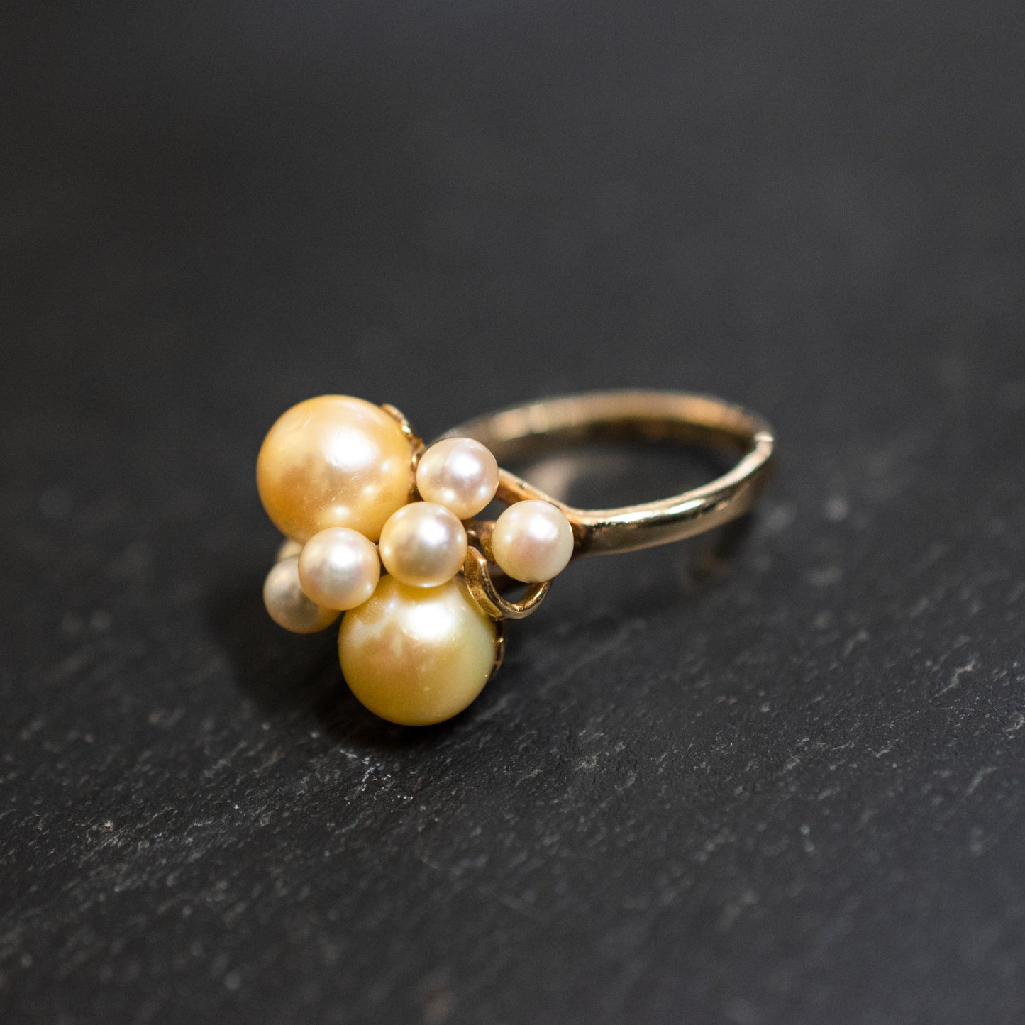 Pre-Owned: One 14ct yellow gold cultured pearl crossover dress ring.
