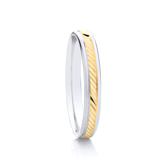 9ct 3.0mm White & Yellow Gold Wedding Ring