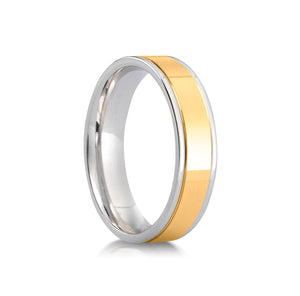 9ct 5.0mm White & Yellow Gold Wedding Ring