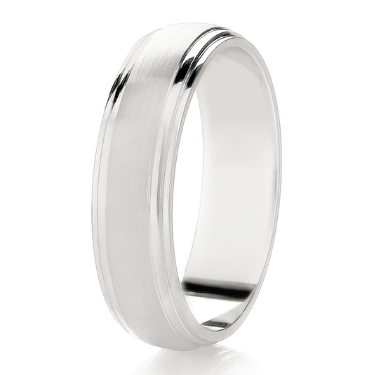 Platinum 6.0mm Diamond Cut Finish Wedding Ring