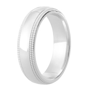5.0mm Palladium 500 Diamond Cut Finish Wedding Ring