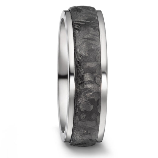 Titanium & carbon fibre 7.0mm 'Structured' wedding band - Matte & Polish finish.