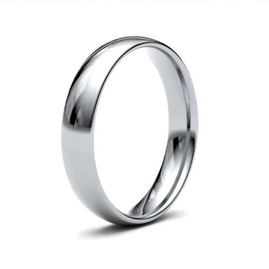 4mm Lightweight Court Wedding Ring in 9ct White Gold - Side View