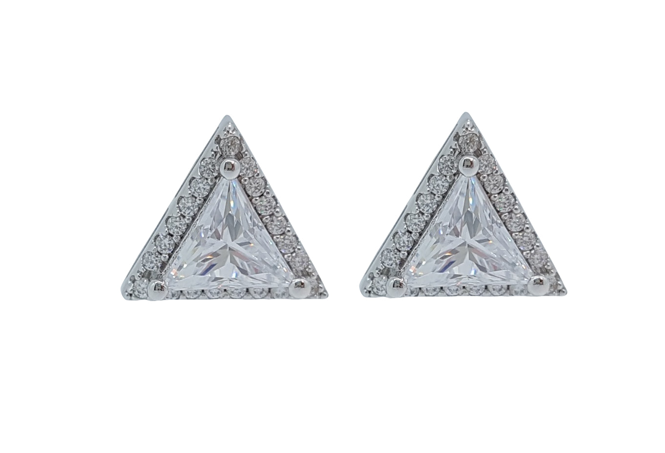 Carat silver triangular stud earrings