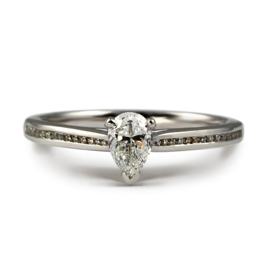 9663 Pear Cut Diamond Solitaire Engagement Ring