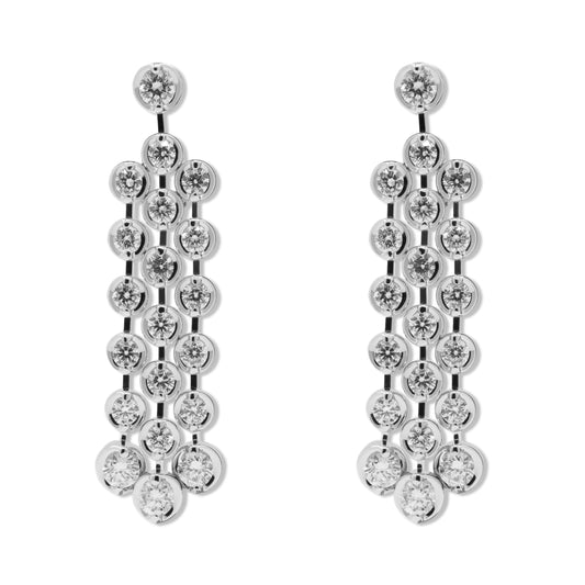 18ct white gold diamond set triple drop chandelier earrings.