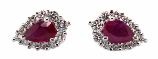 18ct White Gold Ruby & Diamond Stud Earrings