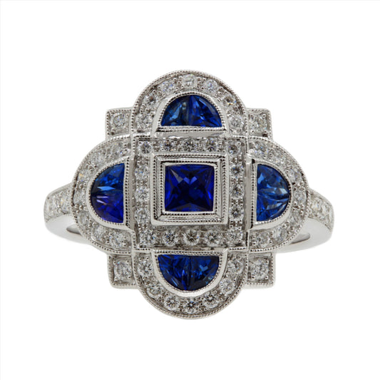 18ct Sapphire & Diamond 'Art Deco Style' Dress Ring.