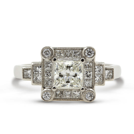 Platinum Bespoke Diamond 'Art Deco Style' Ring.